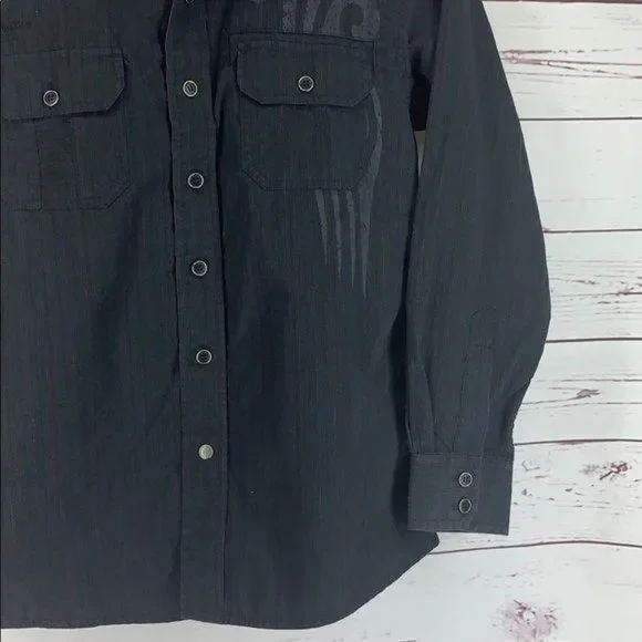 Micros Clothing Co. Boys Black Button Down long sleeve embroidered Shirt - Picture 5 of 8